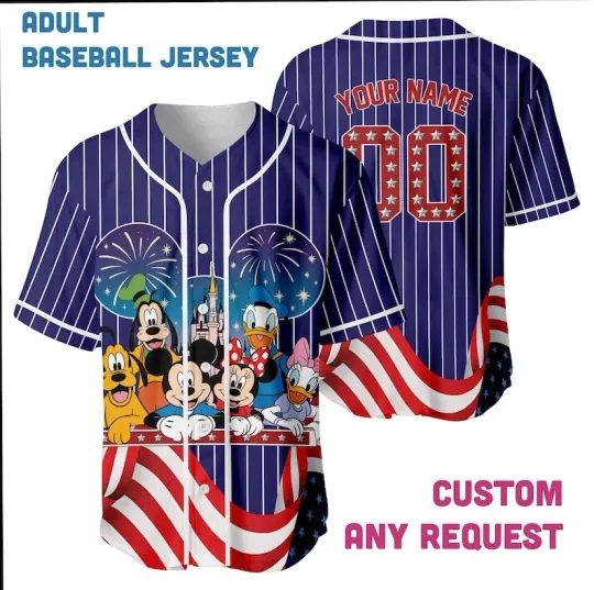 Discover Custom Mickey & Friends America 250th Anniversary Baseball Jersey Shirt