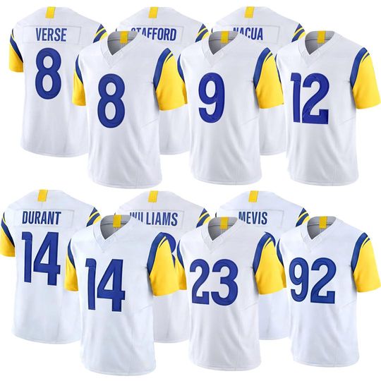 Discover Men's/Youth Rams White Custom Team Football Jersey Game Limited Stitched