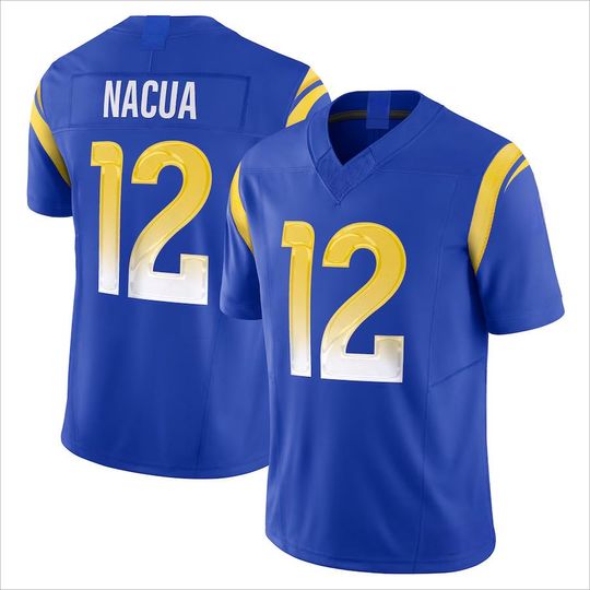 Discover Men's/Youth #12 Puka Nacua Rams Blue 2025 Rivalries Stitched Football Fan Shirt Custom Limited Player Jersey