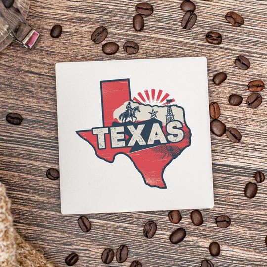Discover Texas State Coasters, Housewarming Gift, Ceramic Coaster, Texas Decor, Texas Keepsake, Texas Home Gift