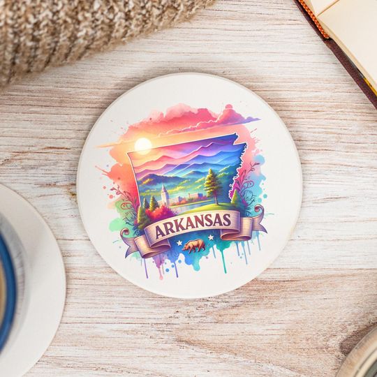 Arkansas State Coasters, Arkansas Decor, Housewarming Gift, Ceramic Coasters