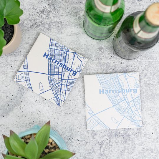 Discover Harrisburg PA Ceramic Coasters Set – Pennsylvania Home Decor & Travel Keepsake