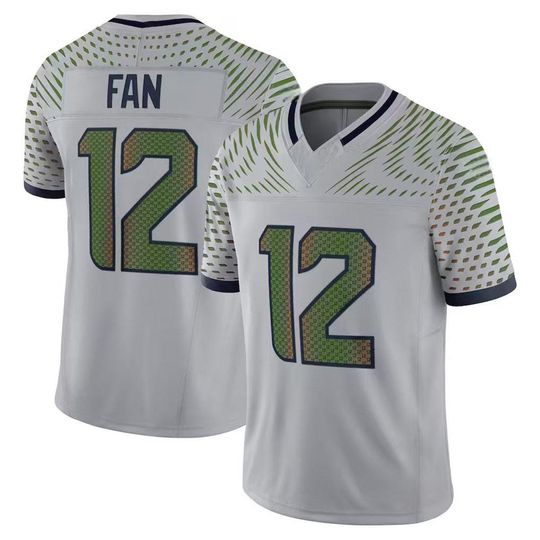 Discover Seattle Men FAN #12 Wolf Gray Jersey Rivalries Collection Game Limited All Stitched Shirt