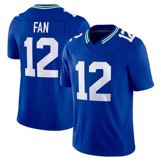 Discover Men Seattle FAN #12 Blue Football Jersey All Stitched Limited Player T-shirt