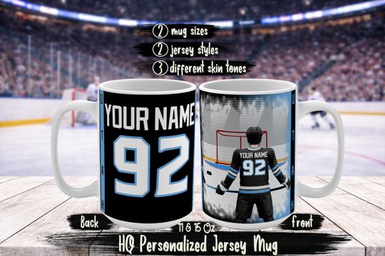 Discover Personalized Utah Name & Number Ice Hockey Jersey Mug, Custom Mammoth Hockey Fan Birthday Gift For Dad Mom Brother Sister Husband Wife