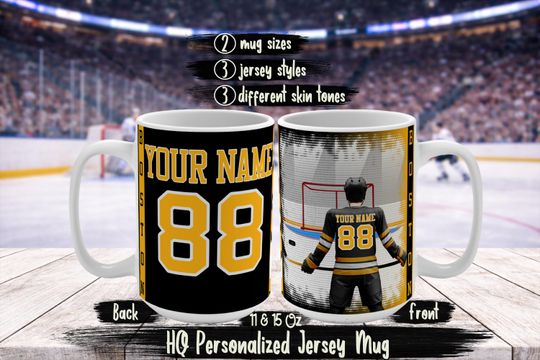 Discover Personalized Boston Football Fan Mug  Bruins Inspired Custom Name & Number Jersey Coffee Cup  Bruins Fan Gift Idea