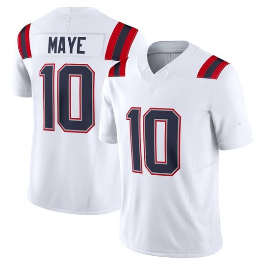 Discover Men New England Drake Maye #10 White Football Jersey - Fan Rivalries All Stitched Shirt