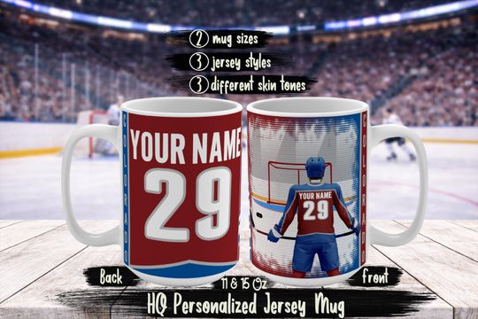 Discover Personalized Colorado Football Fan Mug  Avalanche Inspired Custom Name & Number Jersey Coffee Cup  Avalanche Fan Gift Idea