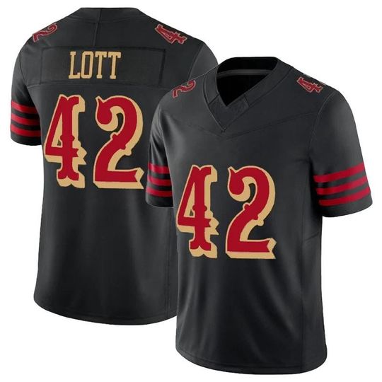 Discover Men's San Francisco #42 Ronnie Lott Black Football Jersey Rivalries Game Limited Stitched Shirt