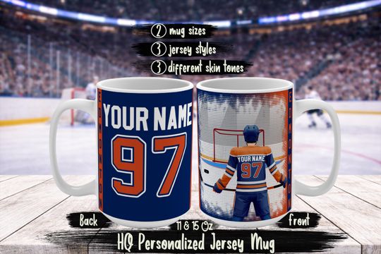 Discover Personalized Edmonton Football Fan Mug  Oilers Inspired Custom Name & Number Jersey Coffee Cup  Oilers Fan Gift Idea