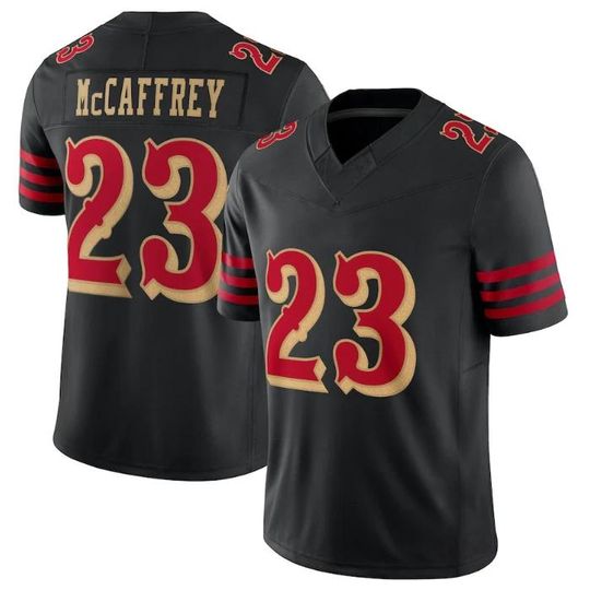 Discover Men's San Francisco #23 Christian McCaffrey Black Football Jersey Rivalries Game Limited Stitched Shirt