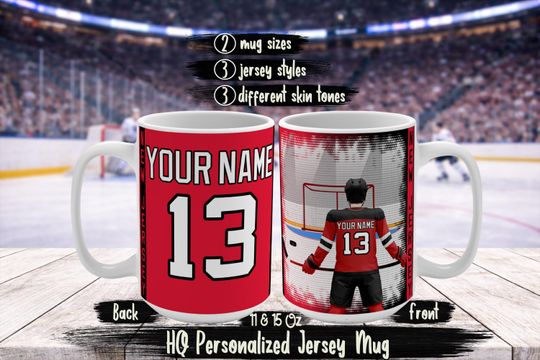 Discover Personalized New Jersey Football Fan Mug  NJ Devils Inspired Custom Name & Number Jersey Coffee Cup  Devils Fan Gift Idea