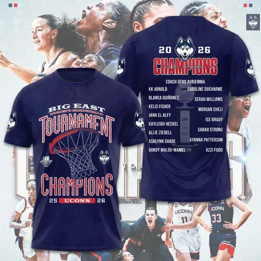 Discover UConn Huskies Women’s Basketball 2026 Big East Champions 3D Shirt