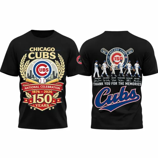 Chicago Cubs 150th Anniversary 1876-2026 All Over Print TShirt