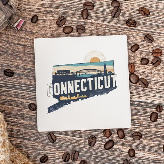 Connecticut State Ceramic Coaster - Home & Living Kitchen Decor