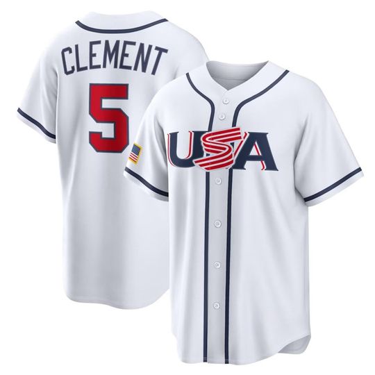 Discover USA Baseball Ernie Clement Road Stadium Jersey,White 2026 World Baseball Classic,Fan Name Number Shirt,Men Size,Custom Jersey
