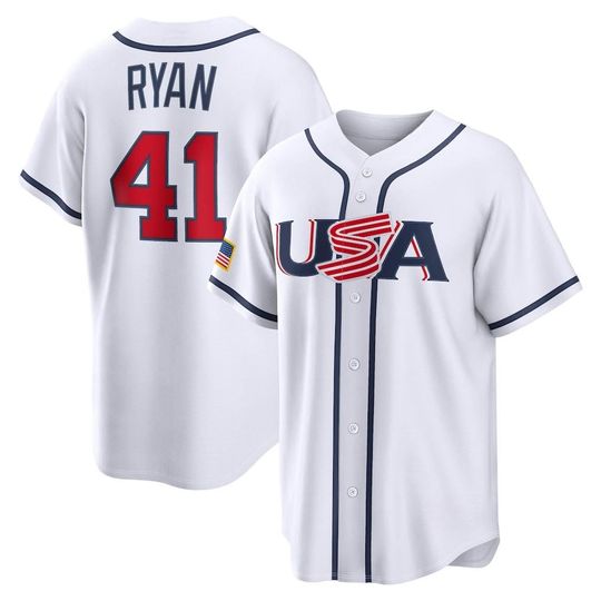 Discover USA Baseball Joe Ryan Road Stadium Jersey,White 2026 World Baseball Classic,Fan Name Number Shirt,Men Size,Custom Jersey