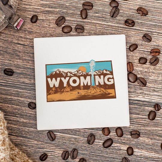 Wyoming State Coasters, Housewarming Gift, Ceramic Coaster, Wyoming Decor, Wyoming Keepsake, Wyoming Home Gift