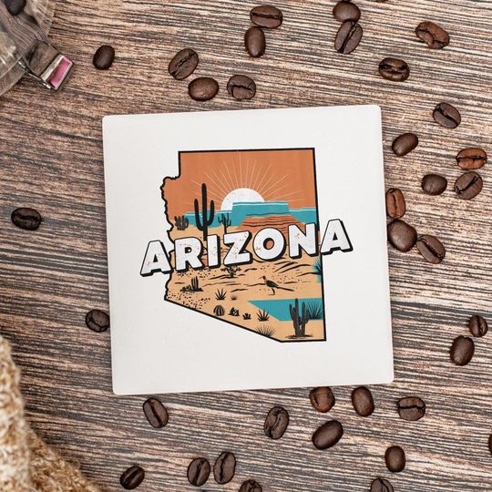 Discover Arizonna State Coasters, Housewarming Gift, Ceramic Coaster, Arizonna Decor, Arizonna Keepsake, Arizonna Home Gift, Home Coasters