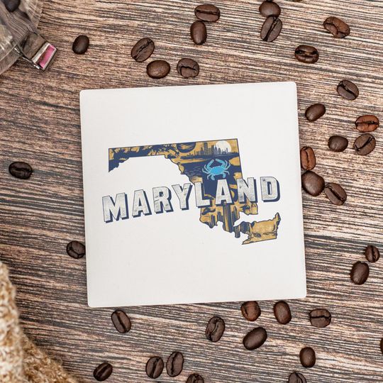 Maryland State Ceramic Coaster – Housewarming Gift, Maryland Home Decor, Keepsake