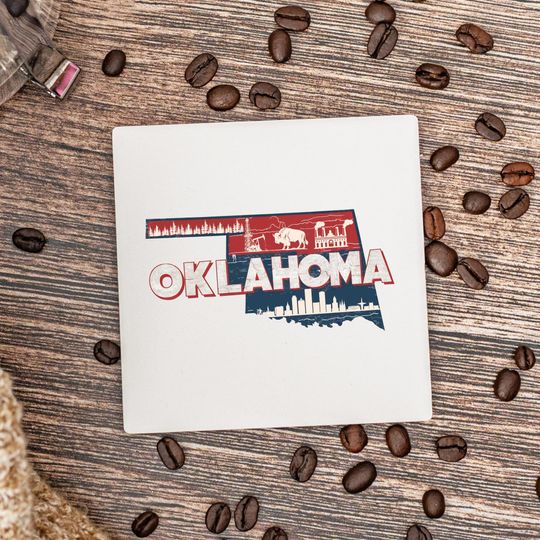 Oklahoma State Ceramic Coasters, Housewarming Gift, Oklahoma Decor, Keepsake, Home Gift