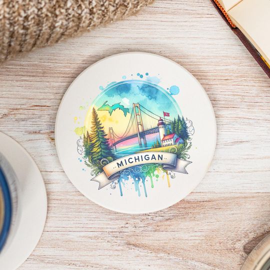 Michigan State Ceramic Coasters, Michigan Home Decor, Housewarming Gift