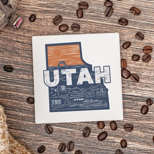 Discover Utah State Coasters, Housewarming Gift, Ceramic Coaster, Utah Decor, Utah Keepsake, Utah Home Gift, Home Coasters