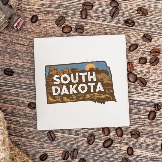 Discover South Dakota State Coasters, Housewarming Gift, Ceramic Coaster, South Dakota Decor, South Dakota Keepsake, South Dakota Home Gift