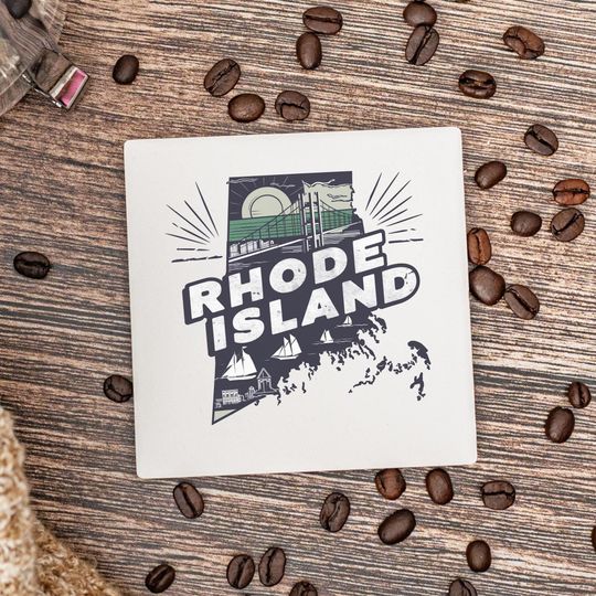 Discover Rhode Island State Coasters, Housewarming Gift, Ceramic Coaster, Rhode Island Decor, Rhode Island Keepsake, Rhode Island Home Gift