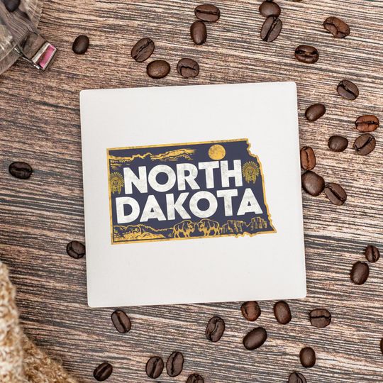 Discover North Dakota State Coasters, Housewarming Gift, Ceramic Coaster, North Dakota Decor, North Dakota Keepsake, North Dakota Home Gift