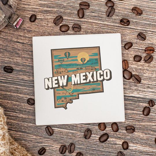 Discover New Mexico State Coasters, Housewarming Gift, Ceramic Coaster, New Mexico Decor, New Mexico Keepsake, New Mexico Home Gift, Home Coasters