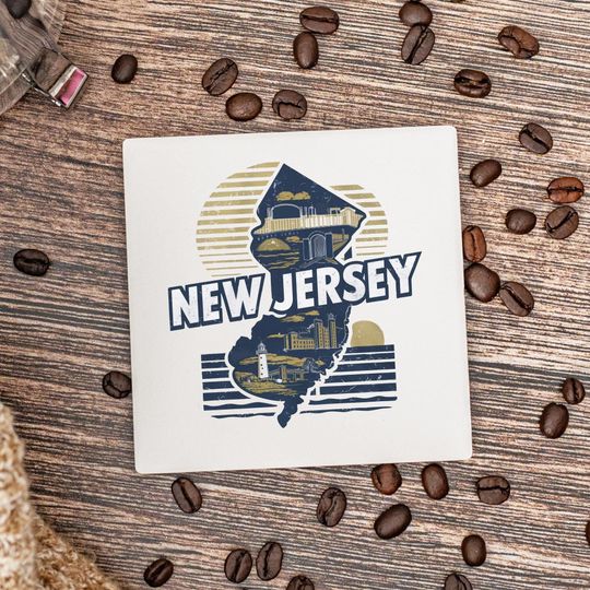 Discover New Jersey State Coasters, Housewarming Gift, Ceramic Coaster, New Jersey Decor, New Jersey Keepsake, New Jersey Home Gift, Home Coasters