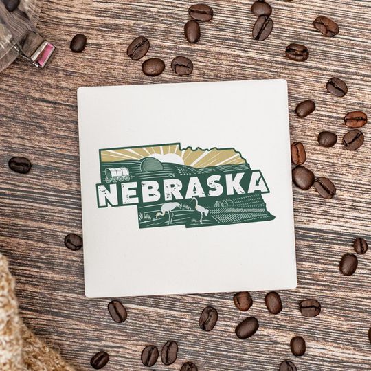 Discover Nebraska State Coasters, Housewarming Gift, Ceramic Coaster, Nebraska Decor, Nebraska Keepsake, Nebraska Home Gift, Home Coasters