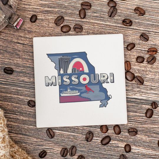 Discover Missouri State Coasters, Housewarming Gift, Ceramic Coaster, Missouri Decor, Missouri Keepsake, Missouri Home Gift, Home Coasters