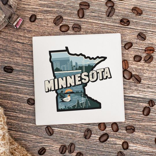 Minnesota State Ceramic Coasters, Housewarming Gift, Minnesota Home Decor, Keepsake, Kitchen and Dining Accessories