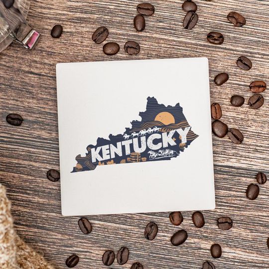Kentucky State Ceramic Coasters, Housewarming Gift, Kentucky Decor, Keepsake, Home Coasters