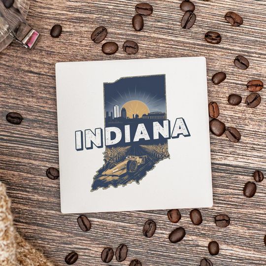 Discover Indiana State Coasters, Housewarming Gift, Ceramic Coaster, Indiana Decor, Indiana Keepsake, Indiana Home Gift, Home Coasters