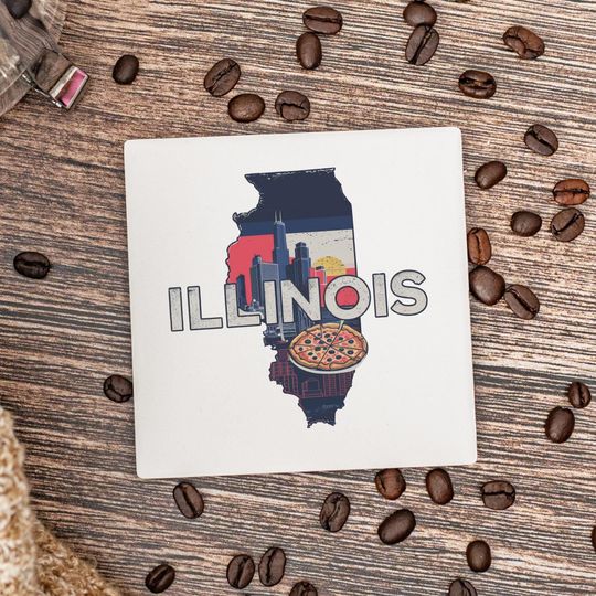 Discover Illinois State Coasters, Housewarming Gift, Ceramic Coaster, Illinois Decor, Illinois Keepsake, Illinois Home Gift, Home Coasters