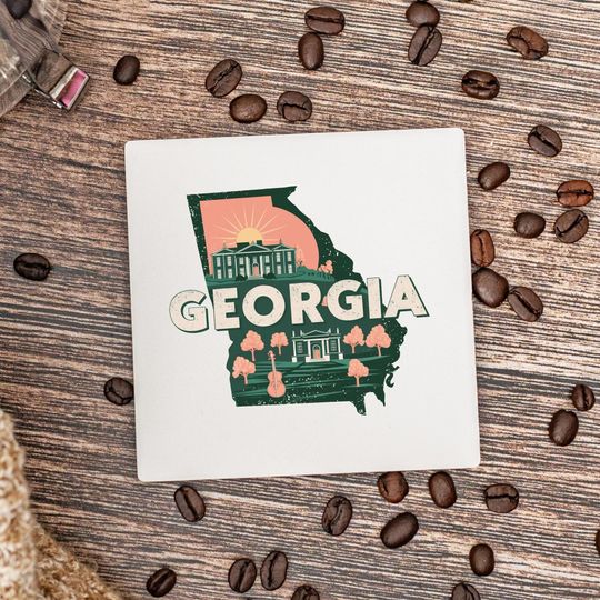 Discover Georgia State Coasters, Housewarming Gift, Ceramic Coaster, Georgia Decor, Georgia Keepsake, Georgia Home Gift, Home Coasters