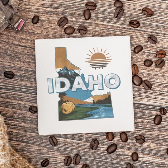 Discover Idaho State Coasters, Housewarming Gift, Ceramic Coaster, Idaho Decor, Idaho Keepsake, Idaho Home Gift, Home Coasters