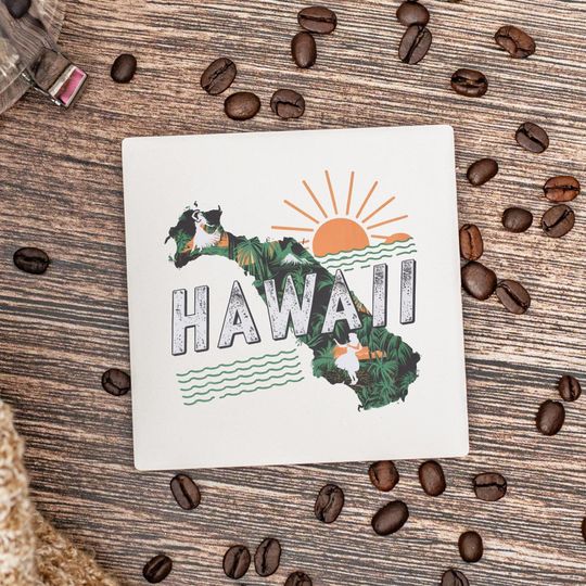 Discover Hawaii State Coasters, Housewarming Gift, Ceramic Coaster, Hawaii Decor, Hawaii Keepsake, Hawaii Home Gift, Home Coasters