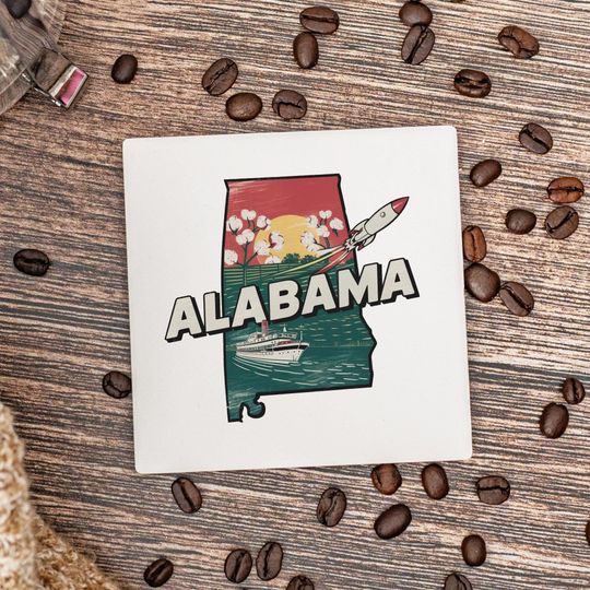 Albm State Ceramic Coasters - Housewarming Gift, Home Decor, Keepsake