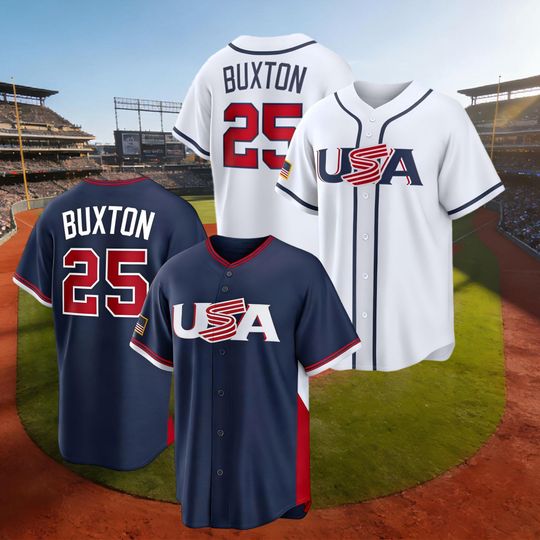 Discover Men's USA Baseball #25 Byron Buxton White/Navy 2026 World Baseball Classic Jersey