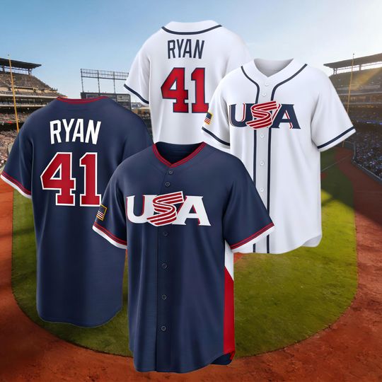 Discover Men's USA Baseball #41 Joe Ryan White/Navy 2026 World Baseball Classic Jersey