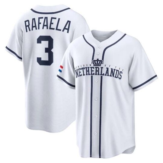 Discover Ceddanne Rafaela #3 WBCC Netherlands Baseball Jersey White Customized Fan Shirt