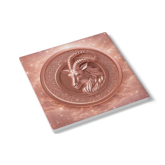 Capricorn Ceramic Coaster | Rose-Gold Zodiac Collection | Astrology Drink Coaster
