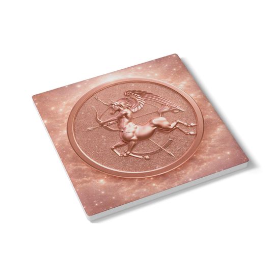 Sagittarius Ceramic Coaster | Rose-Gold Zodiac Collection | Astrology Drink Coaster