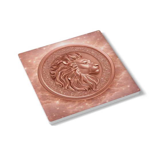 Leo Ceramic Coaster Rose-Gold Zodiac Astrology Drink Coaster