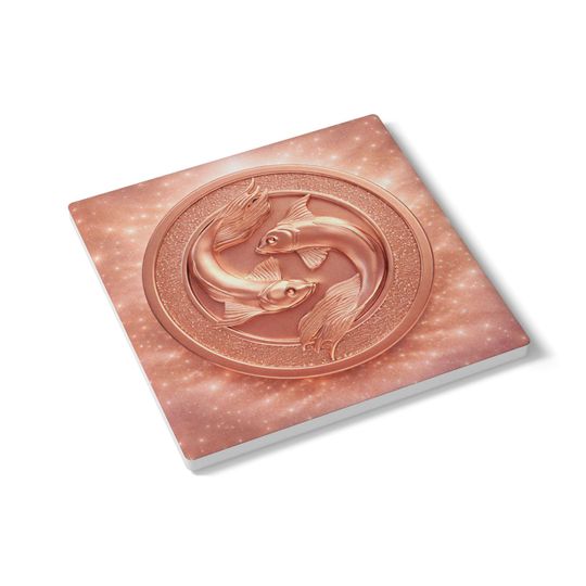 Pisces Ceramic Coaster | Rose-Gold Zodiac Collection | Astrology Drink Coaster