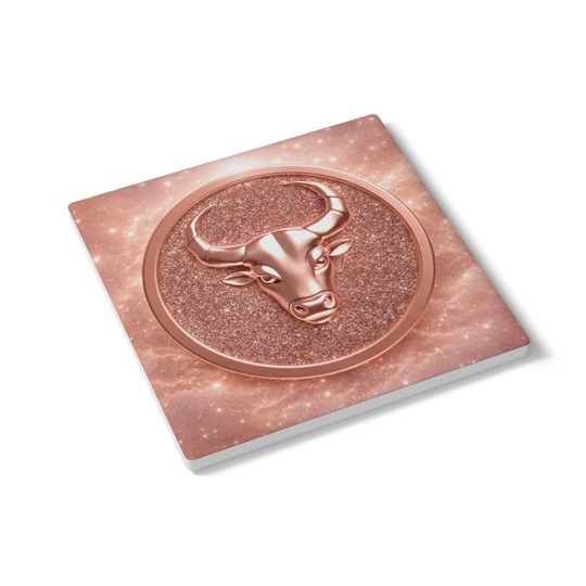 Taurus Ceramic Coaster | Rose-Gold Zodiac Collection | Astrology Drink Coaster